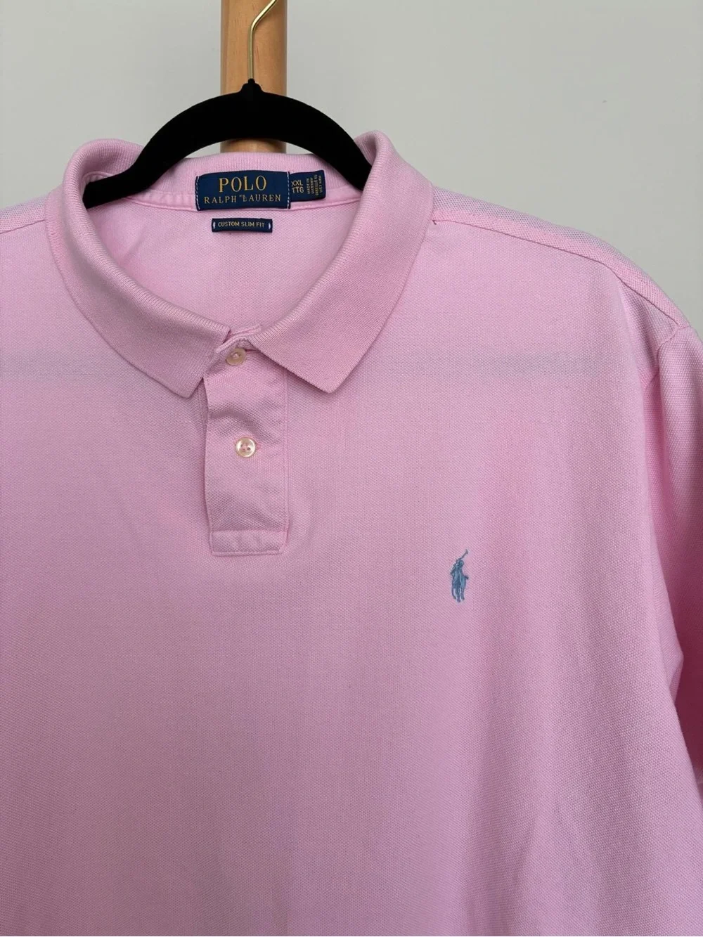 Ralph Lauren Men’s Light Pink Polo with Blue Pony XXL